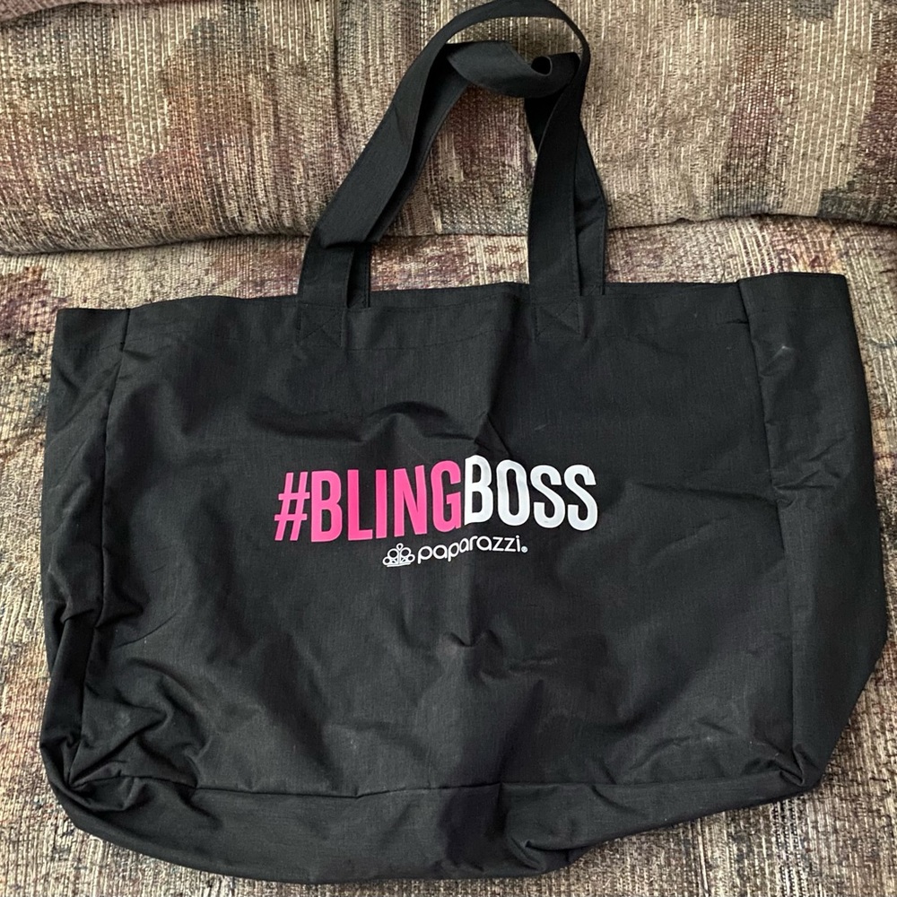 Extra Large Paparazzi Black And White “#Bling Boss” Reusable Bag.